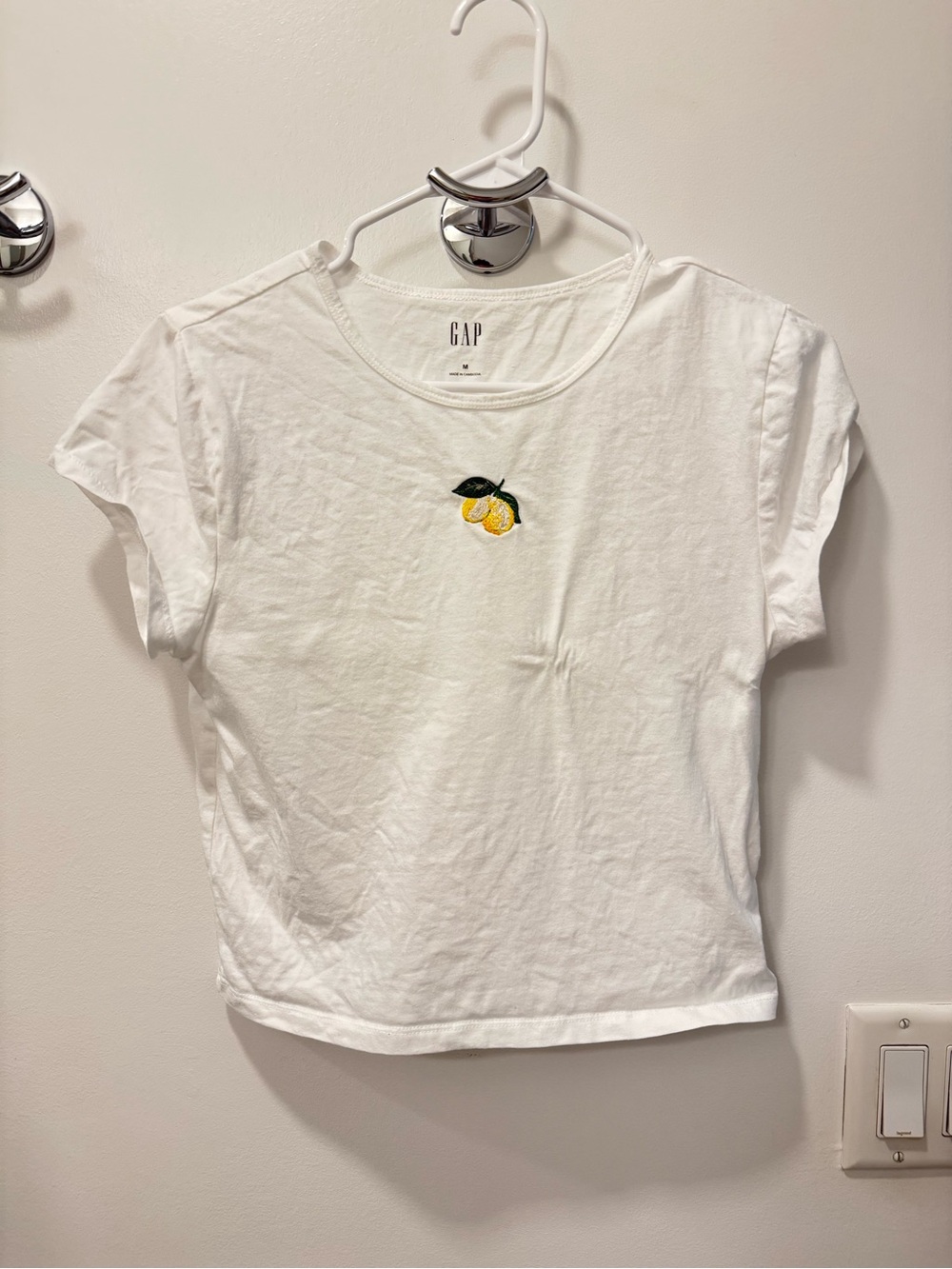 GAP White Tee with Yellow Lemon Embroidery
